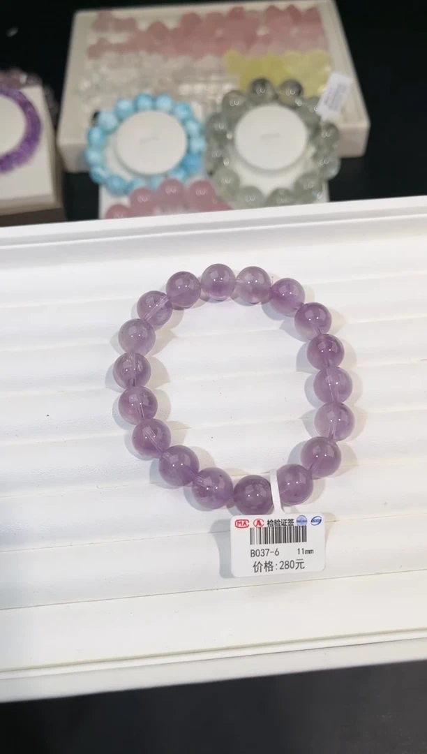 【闪购商品】水晶手链未镶嵌多样性发一紫兔毛11mm