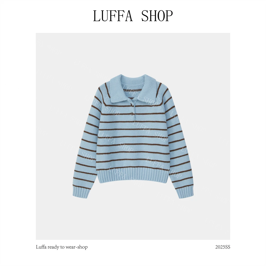 【Luffa shop】“奢香芙芙”韩系时尚气质条纹长袖毛针织衫SY20251010