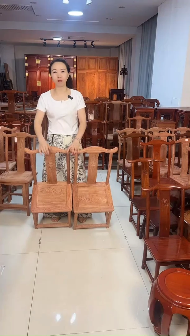 花梨木类家具一对白胚小巴花小官帽（高34）