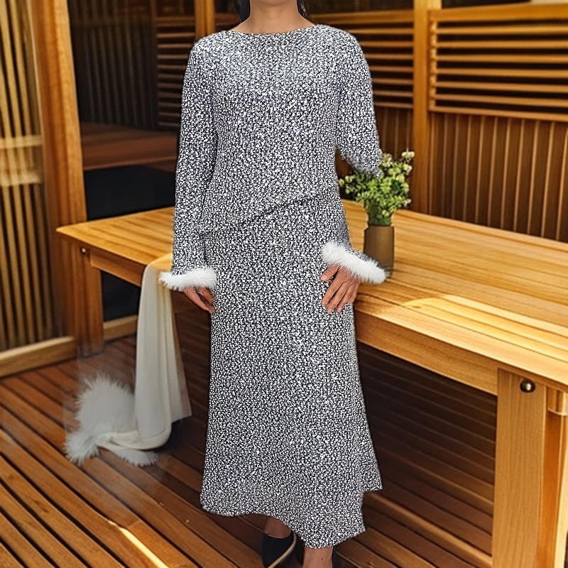 时尚求款亮亮银色套装