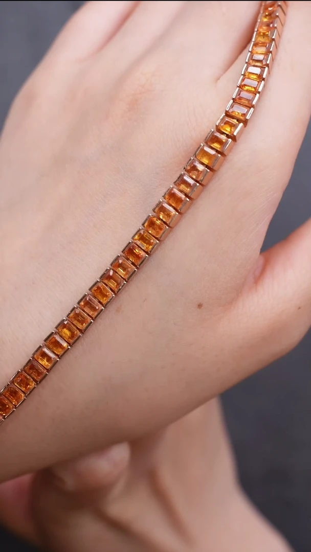 彩色蓝宝石手链银S925镶嵌手链