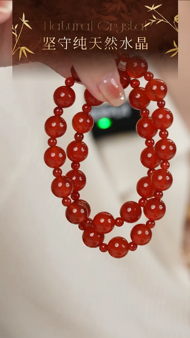未镶嵌手串玛瑙/玉髓高品纯天然中国红玛瑙双圈手串