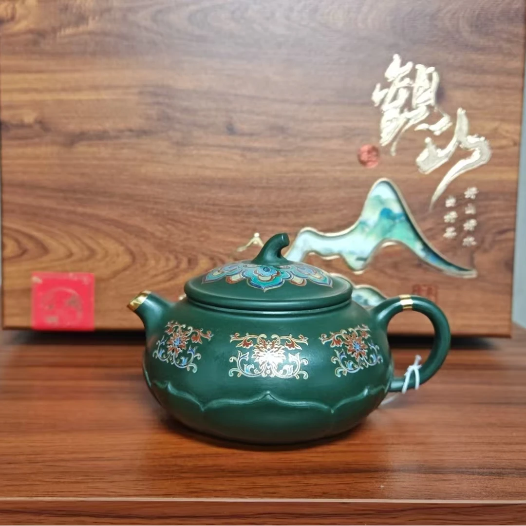 描金繁花茄瓜 墨绿泥 赵晖紫砂壶