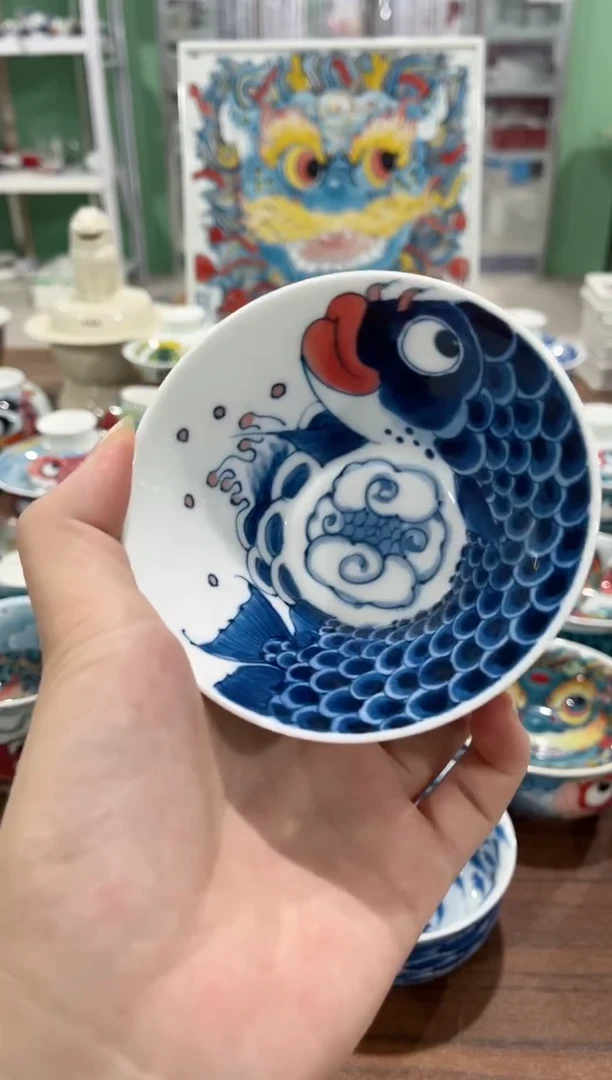 拙明院（微瑕价格）斗笠杯（天青色）昨明款