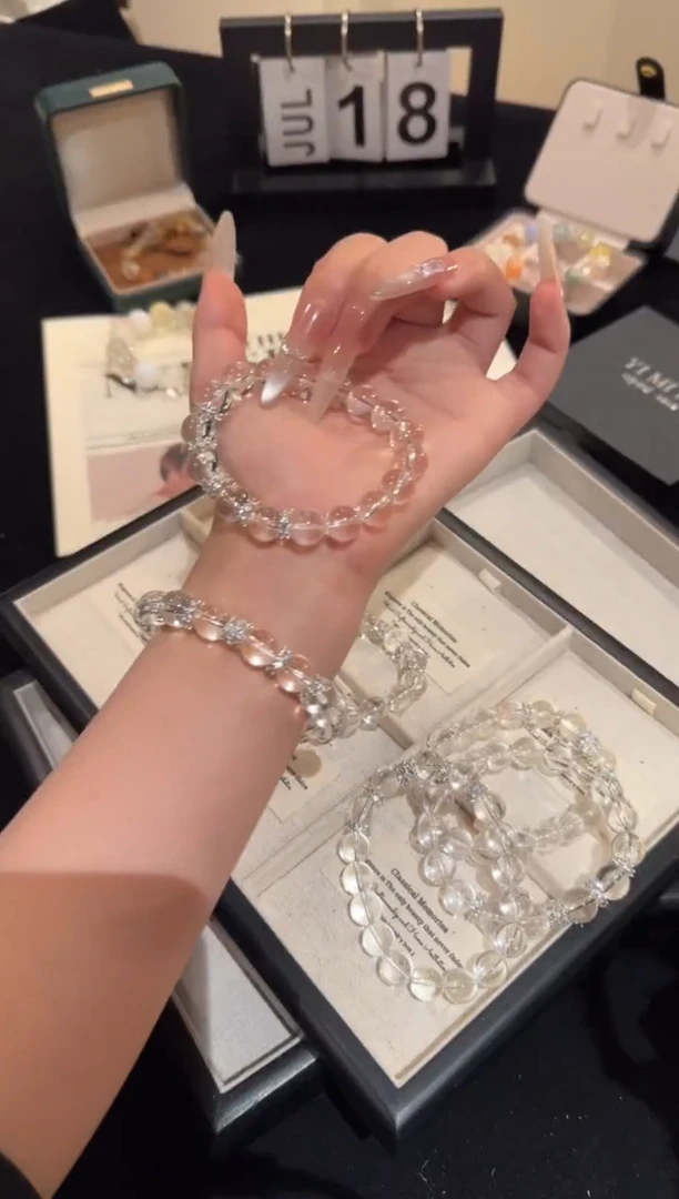 水晶手链合金白水晶F1217