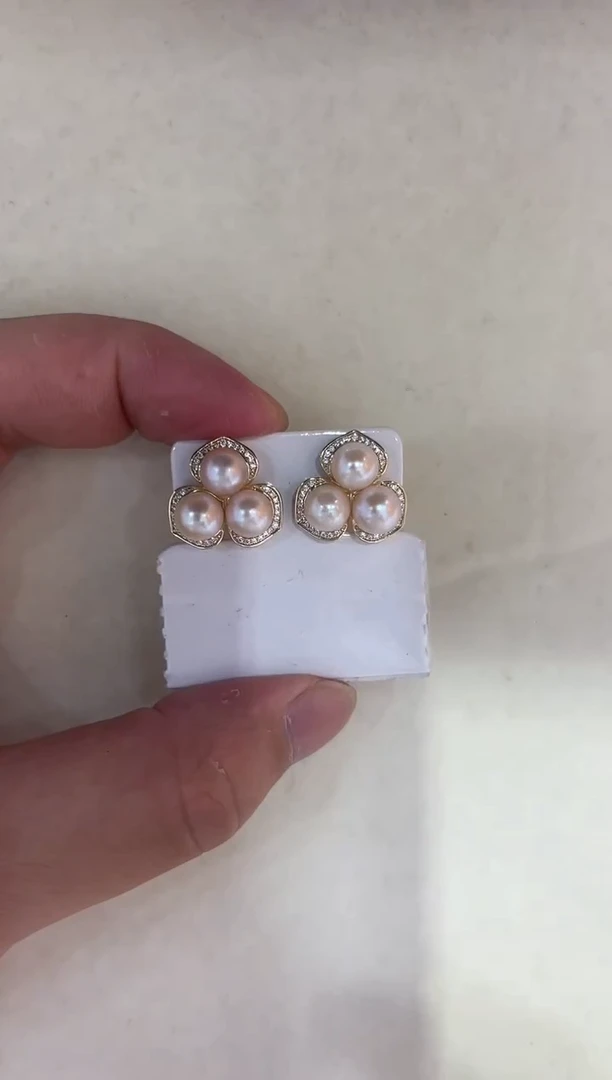 银S925镶嵌海水珍珠耳饰清货