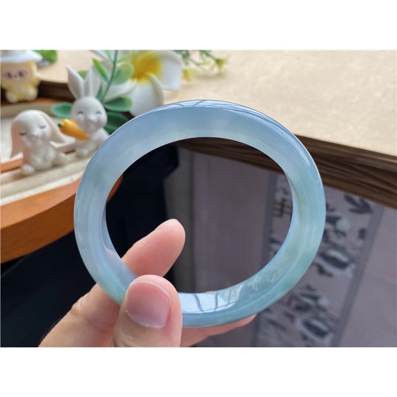 01.30批冰油蓝果冻镯124号57.7-11.1-8.4天然翡翠手镯