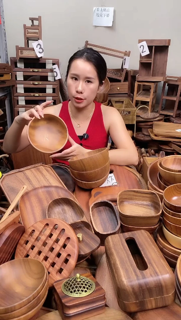 木 南美胡桃木碗16*7cm  内销   A  直播间发