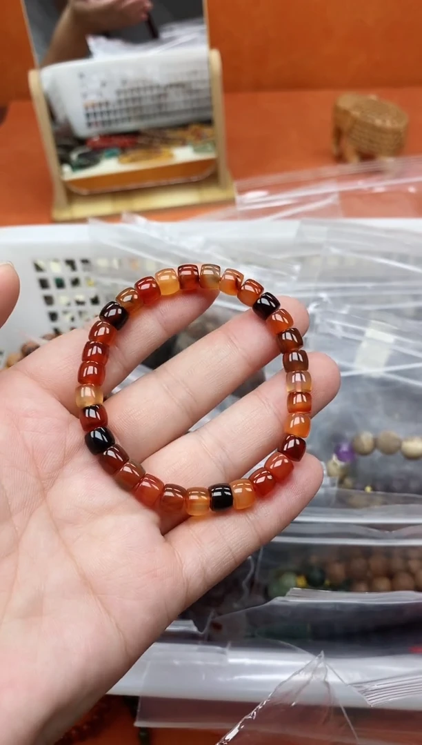 未镶嵌手链玛瑙/玉髓红玛瑙直切单圈