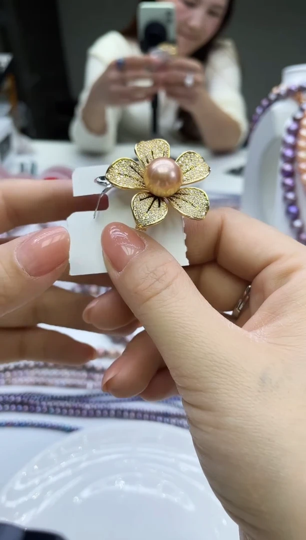 未镶嵌胸针淡水珍珠中国红胸针