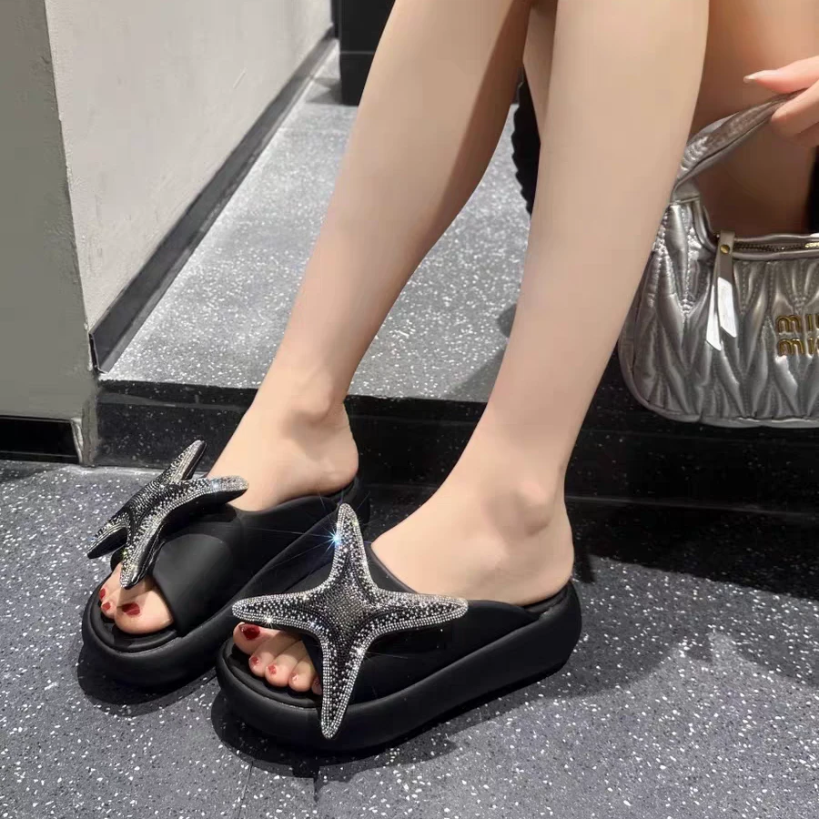 2025夏季新款时尚百搭韩版休闲松糕底厚底一字凉拖鞋133GG