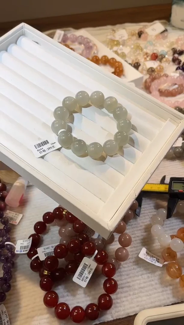 合成欧泊未镶嵌手串多样性发一Q24灰绿月光15nn