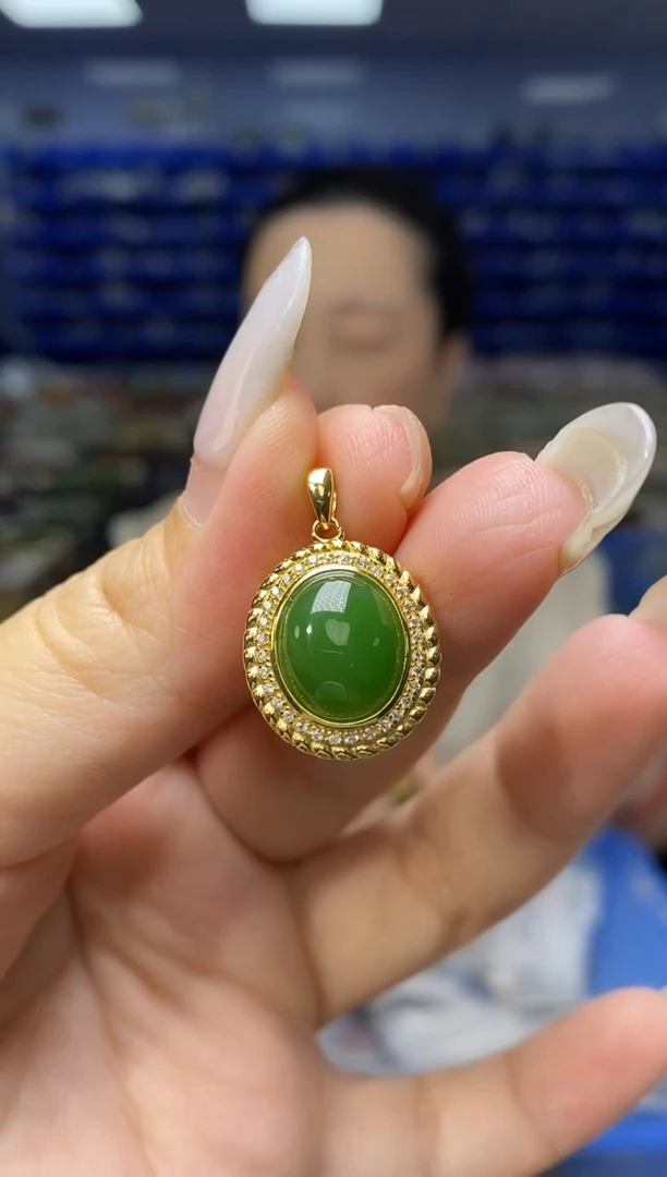 和田玉银S925镶嵌吊坠(不含链)DZ5793