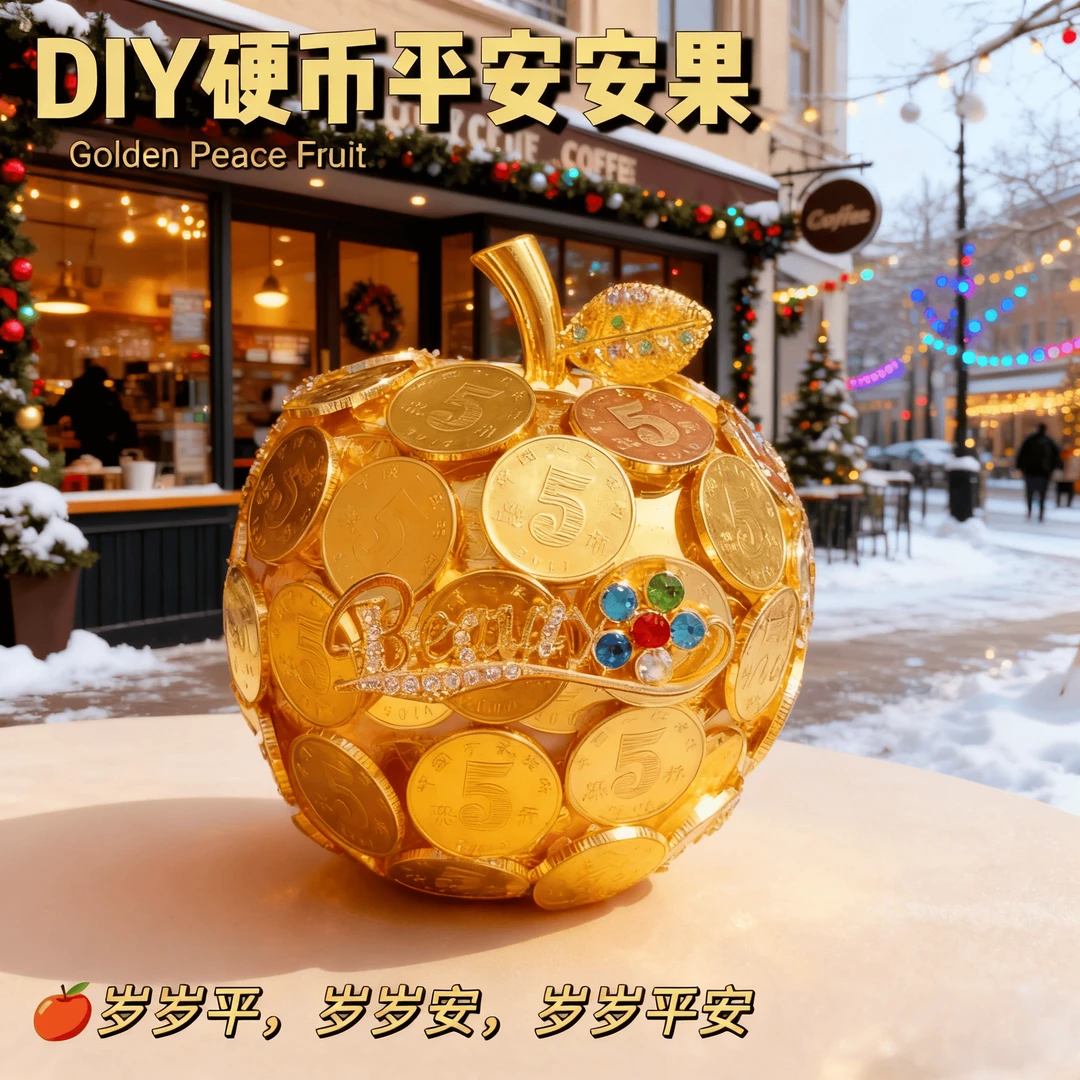 圣诞小礼品DIY金色平安果手工硬币苹果创意圣诞节礼物送女朋友