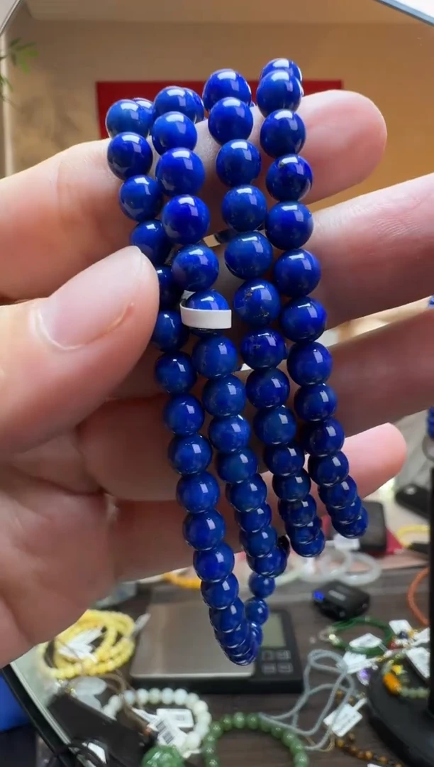 未镶嵌青金石手串青金石圆珠多圈手串5.5-6mm