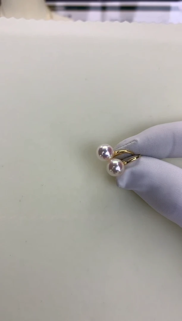 18K金镶嵌DA海水珍珠  GD014 7.5-8 天女耳钩