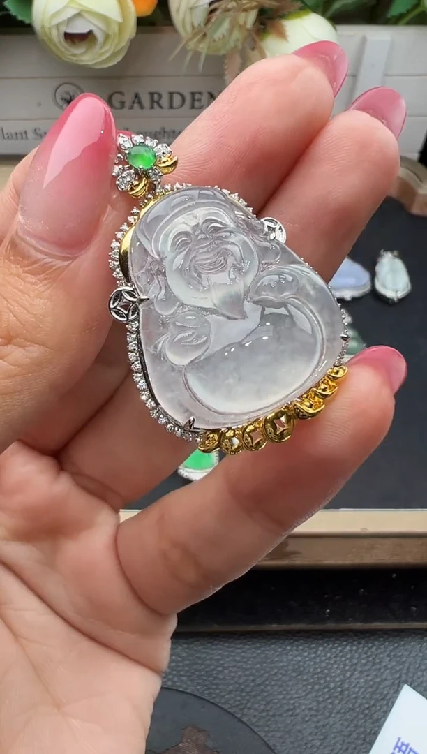 吊坠(不含链)18K金镶嵌翡翠勿拍