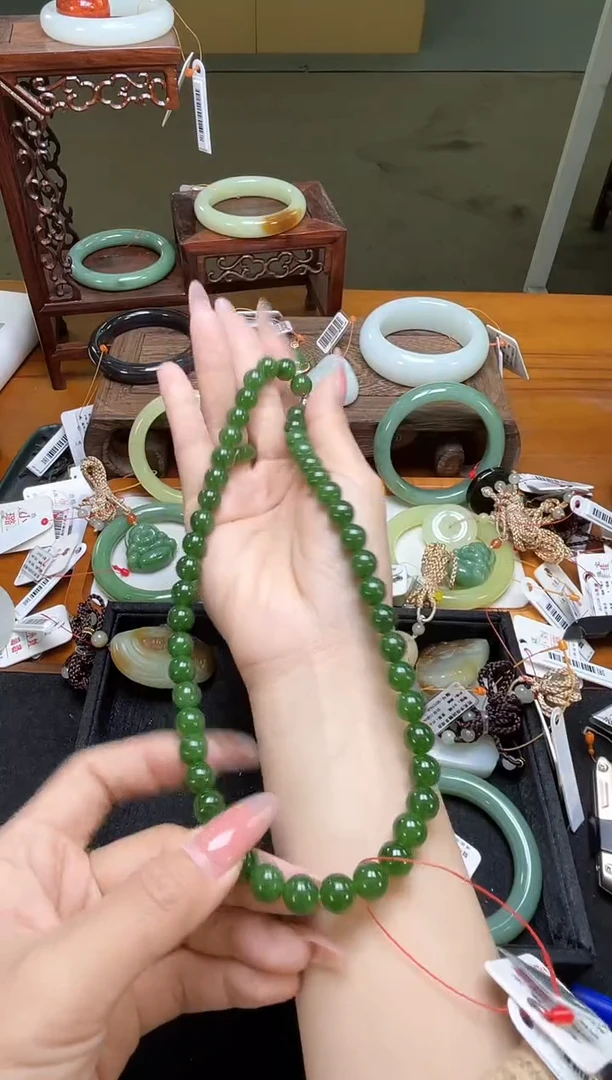 项链未镶嵌和田玉卡10俄料碧玉 妈妈链