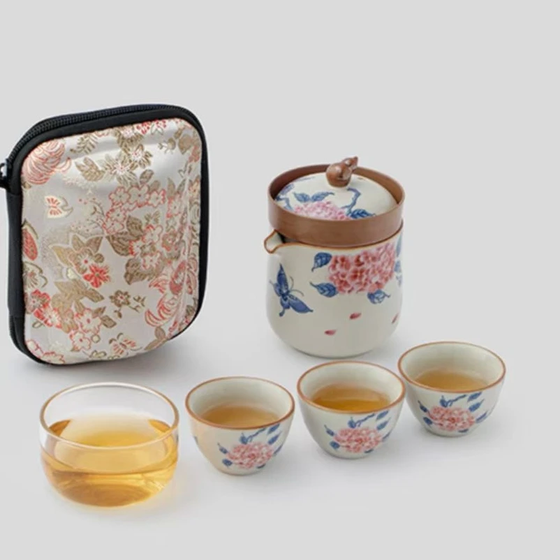 大海茶器@@ZH2591-团花旅行茶具