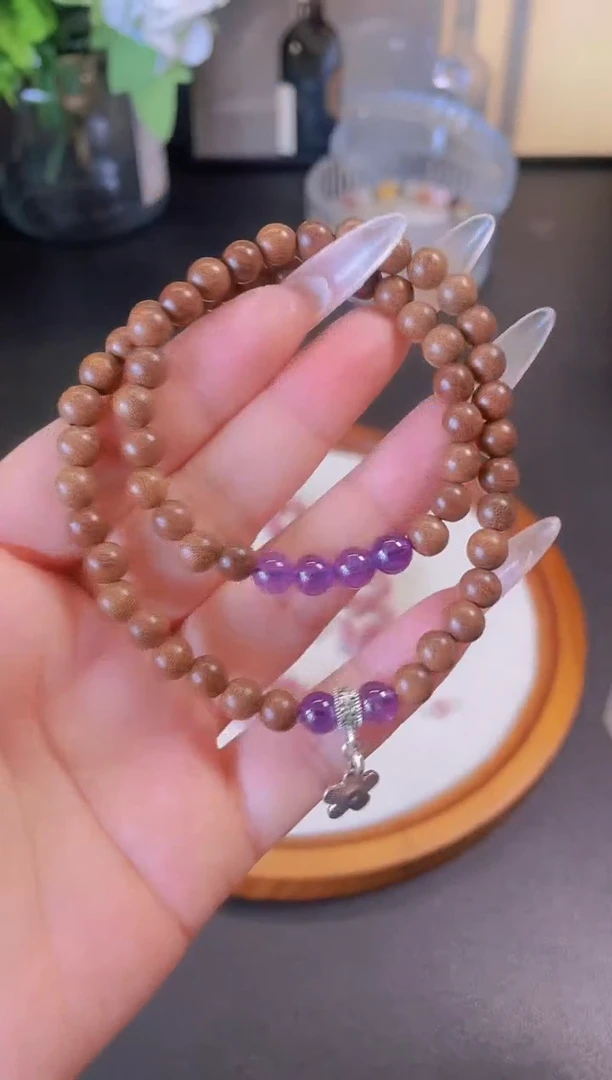 水晶手链未镶嵌紫水晶金丝木双圈