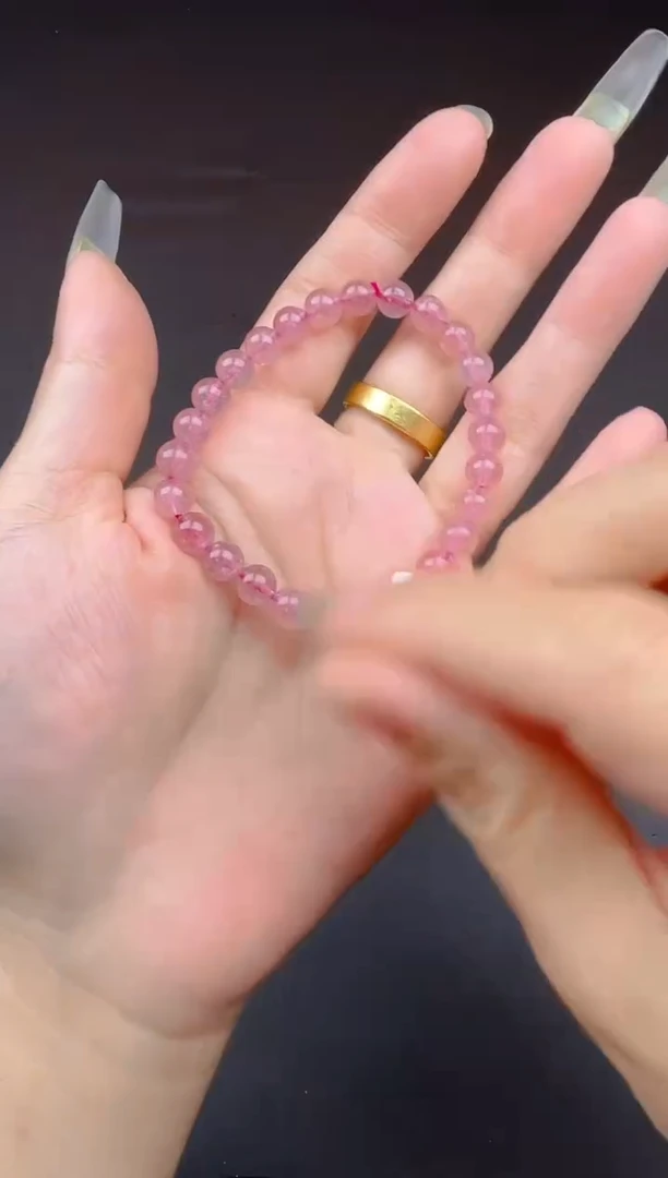 玛瑙/玉髓手链未镶嵌粉色草莓晶