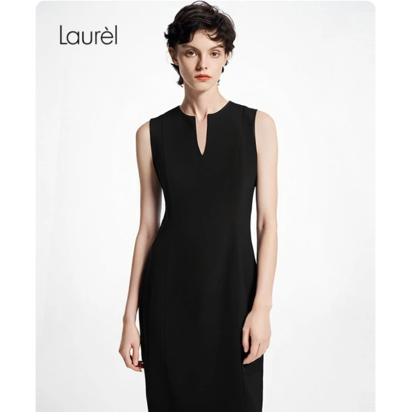 Laurel劳芮春夏经典别致圆领高智精英连衣裙女LWD341Y05800
