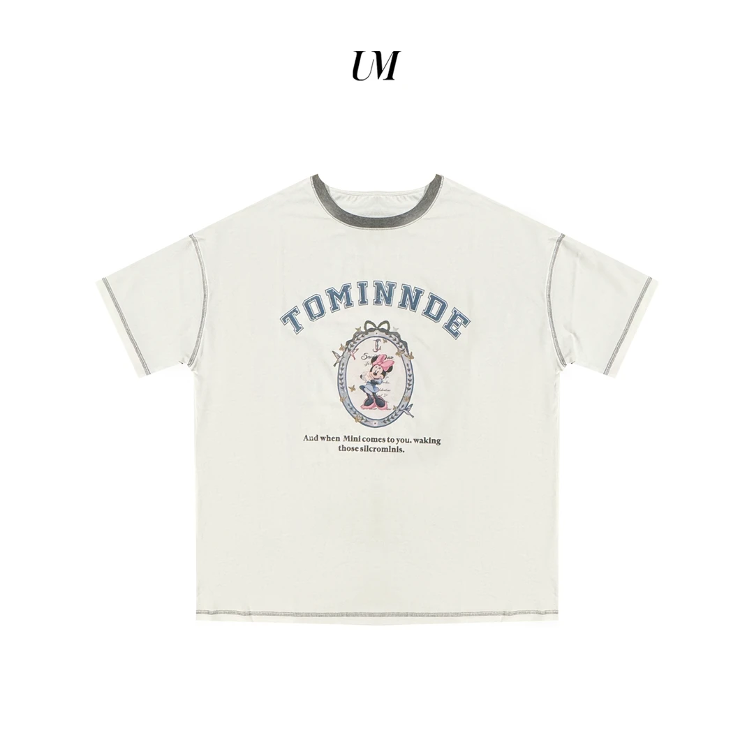 【U.M】动画梦工场米老鼠印花圆领拼接透气短袖