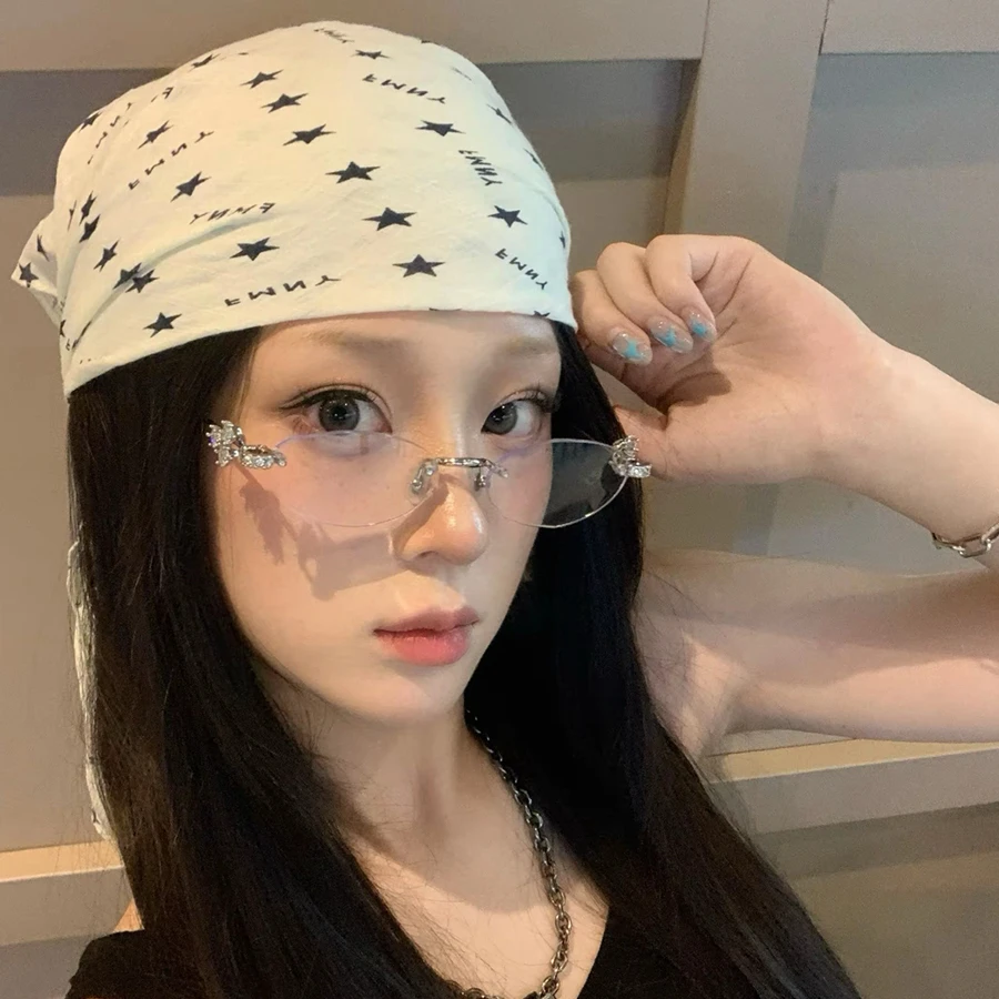 韩系ins星星印花头巾夏季薄款棉麻方巾复古y2k辣妹潮流百搭丝巾