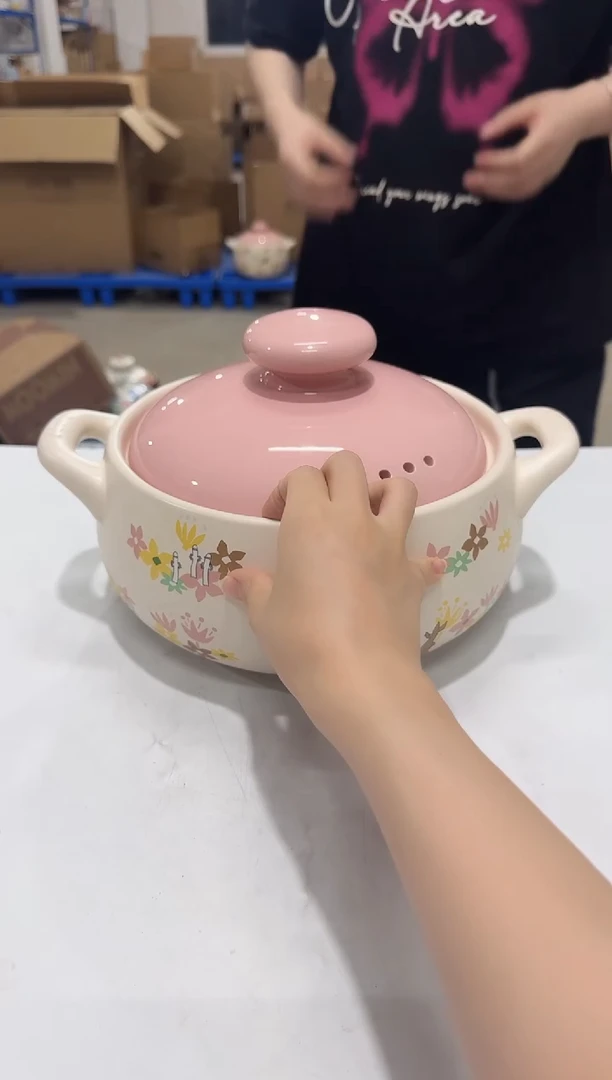 瓷片姆明花语3L砂锅