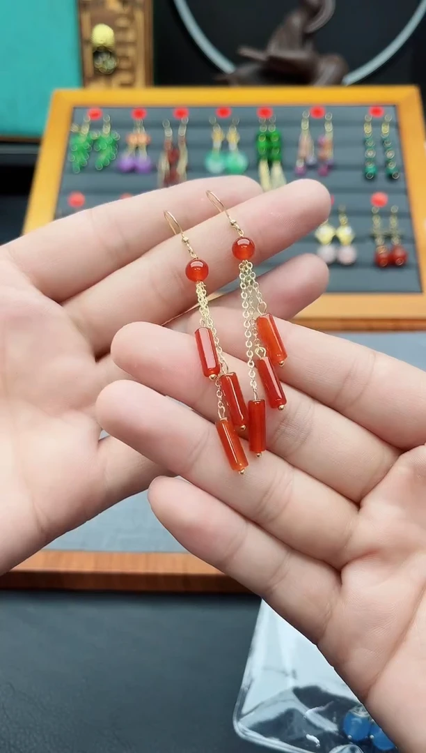 【闪购商品】南红玛瑙耳饰银S925镶嵌704000