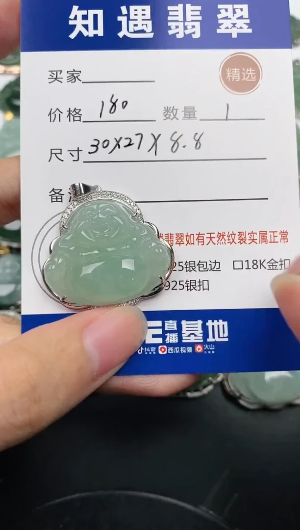颈饰银S925镶嵌翡翠挂件