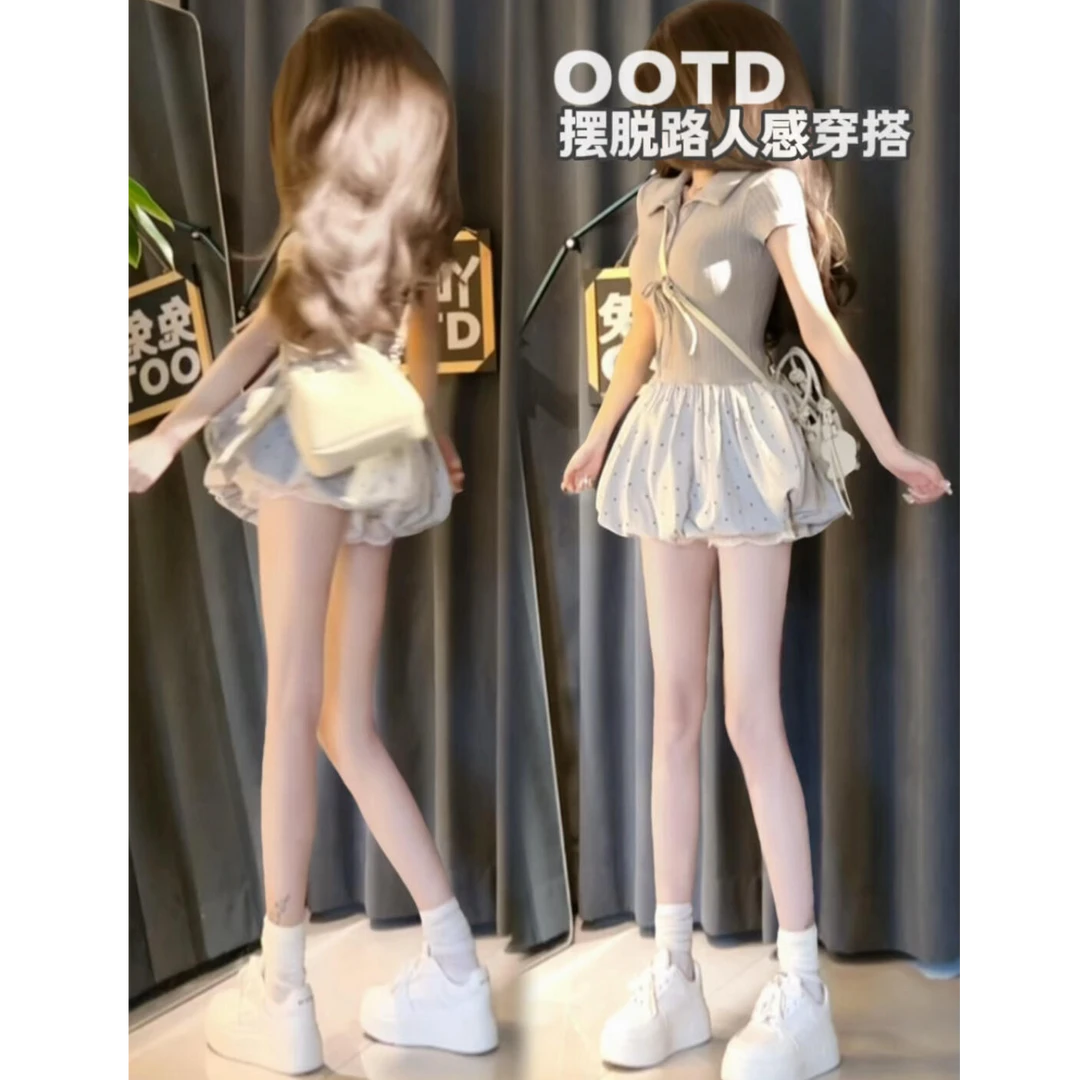 2025夏季新款时尚设计感辣妹百搭显瘦修身POLO领连衣裙女