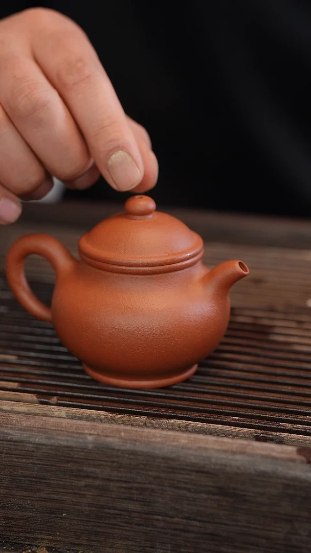 茶壶紫砂潘壶 红清水 半手工 140cc