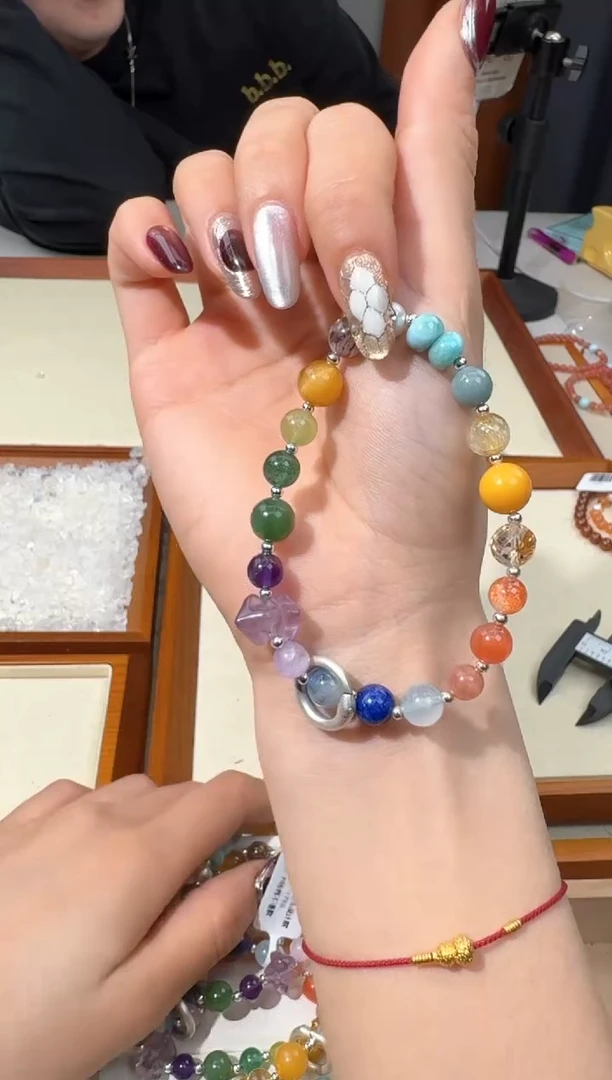 【闪购商品】水晶手链银S925镶嵌A038多宝海纹盘珠款