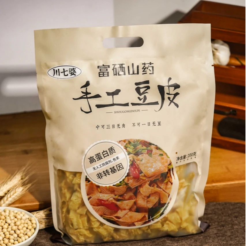 川七婆富硒山药手动豆皮方便速食干面皮凉皮可凉拌可火锅配菜