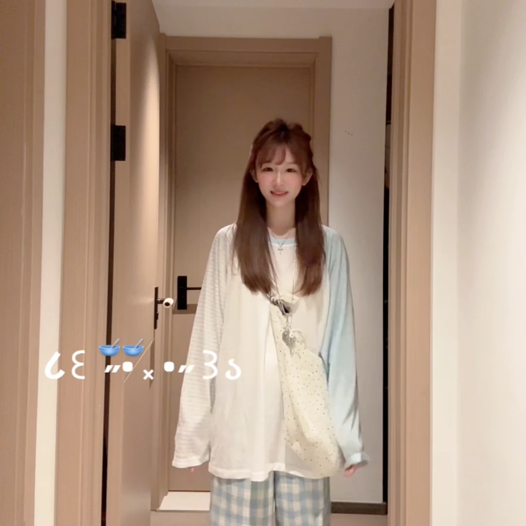 2025夏季新款多巴胺韩系宽松不对称防晒长袖T恤