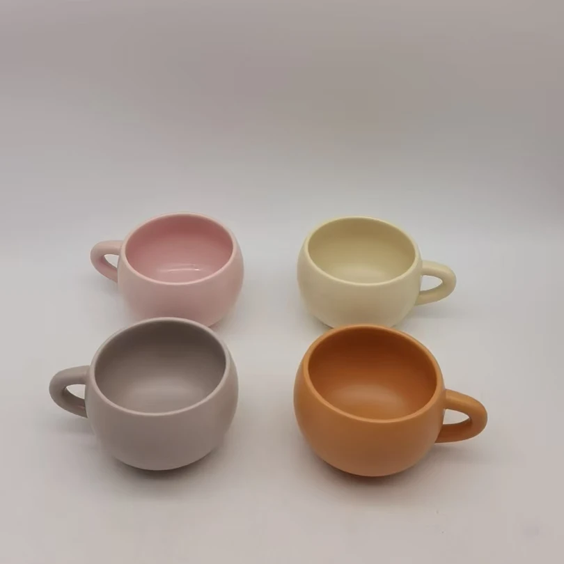 5993 水杯4个（微瑕，颜色默认，口径8，高6.5）陶瓷餐具A115