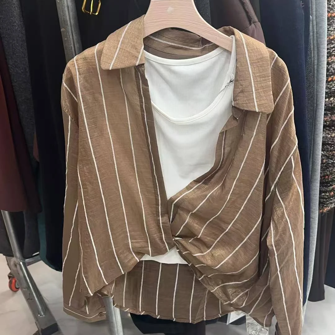 24020衬衫条纹背心20款两件套装