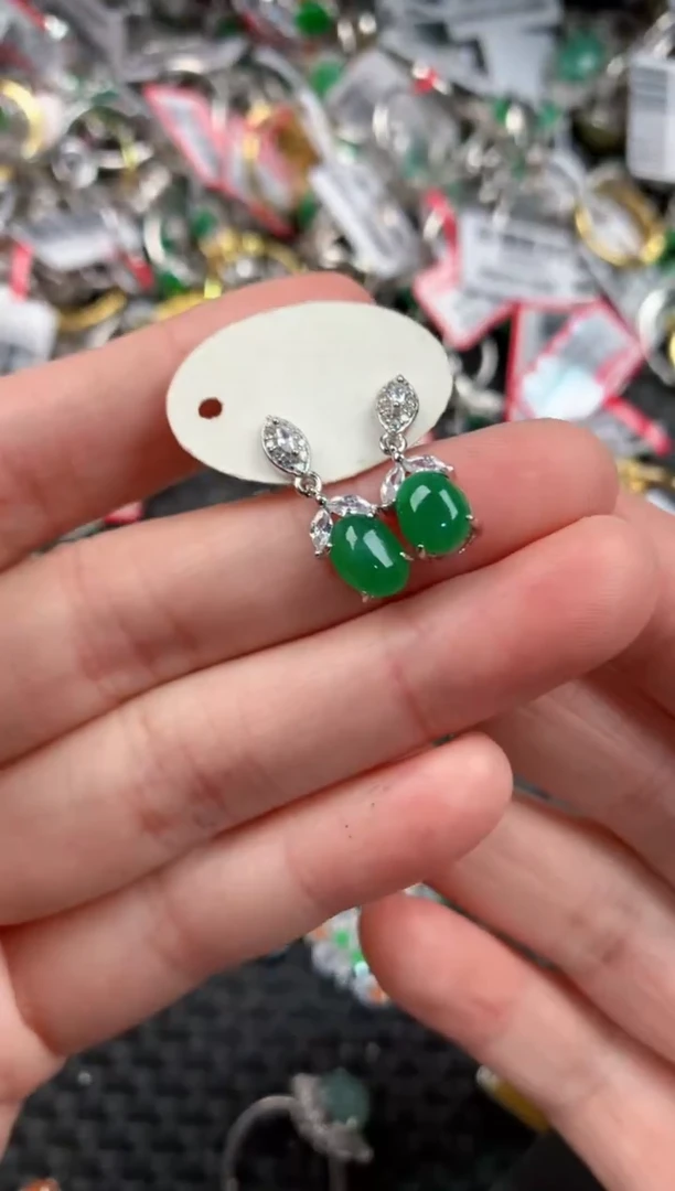 银S925镶嵌戒指翡翠666     3