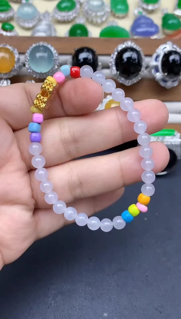足金镶嵌手链翡翠378-中国好珍宝