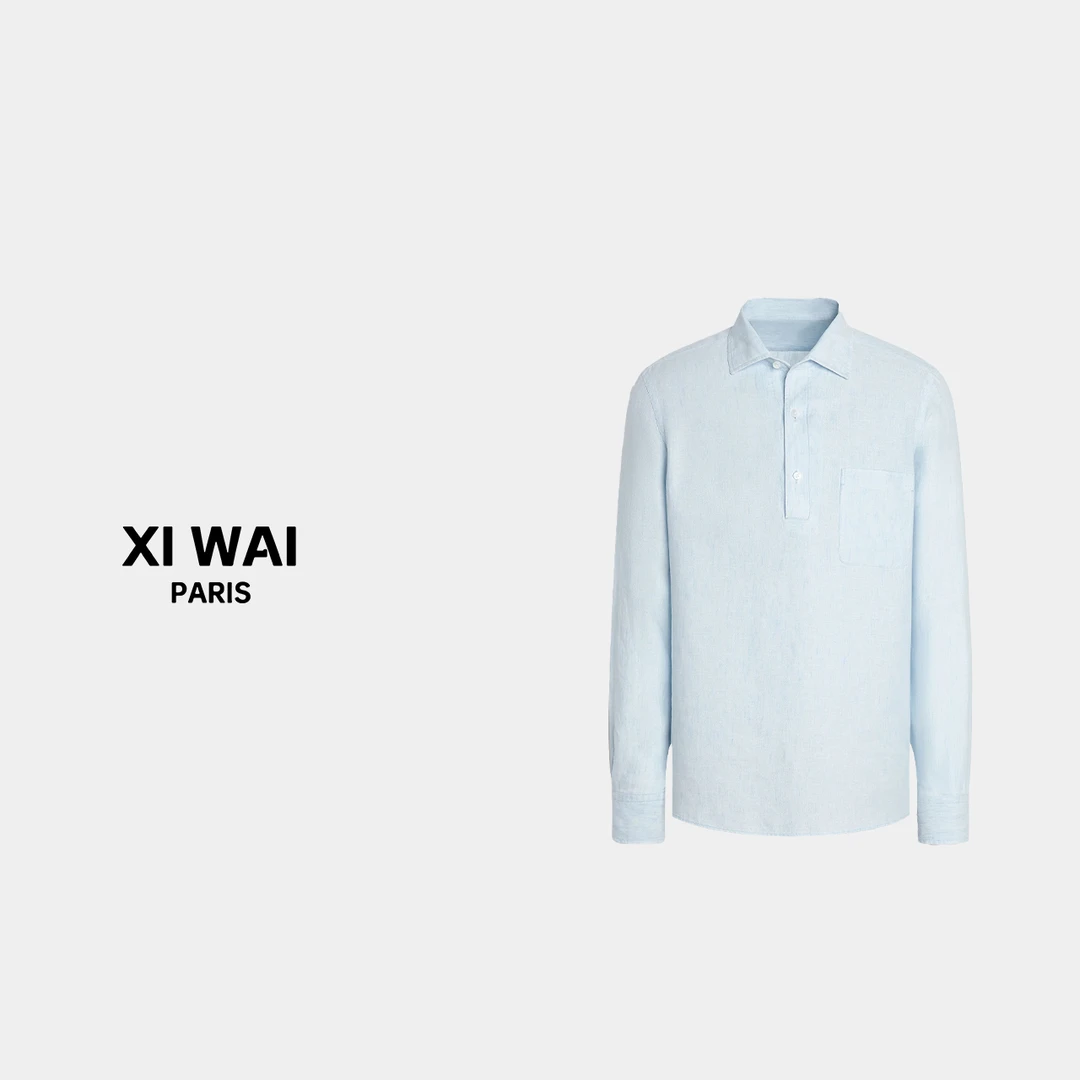 高级男装 春夏新品25s男士纯亚麻面料经典休闲衬衫长袖外套 0143