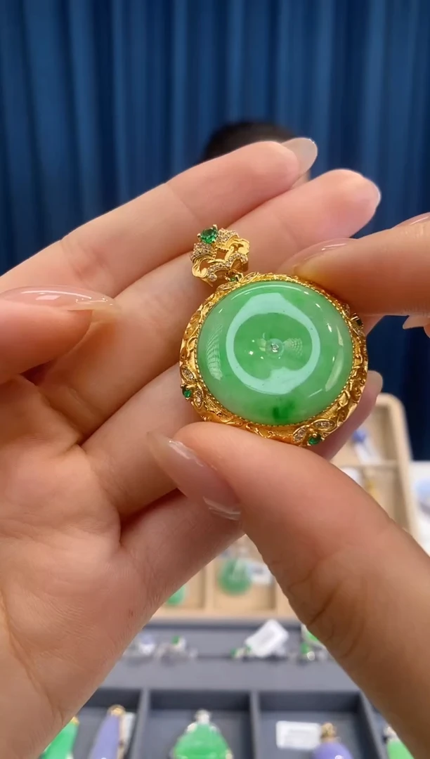 翡翠银S925镶嵌吊坠(不含链)平安扣