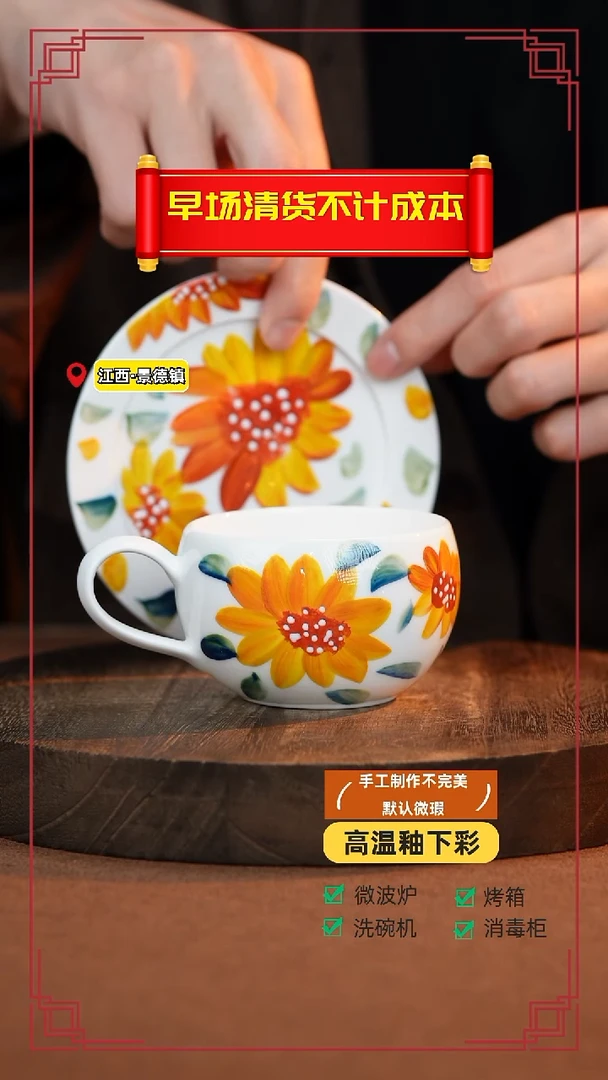 【闪购商品】杯手艺人手绘釉下彩异形同款器物