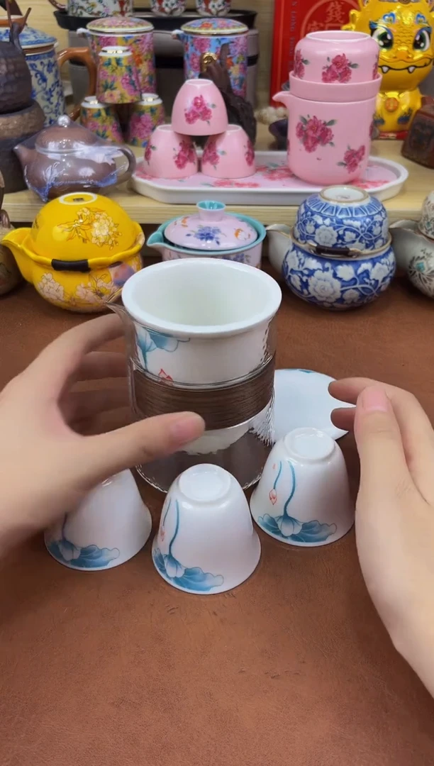 陶瓷茶具摆件旅行套组
