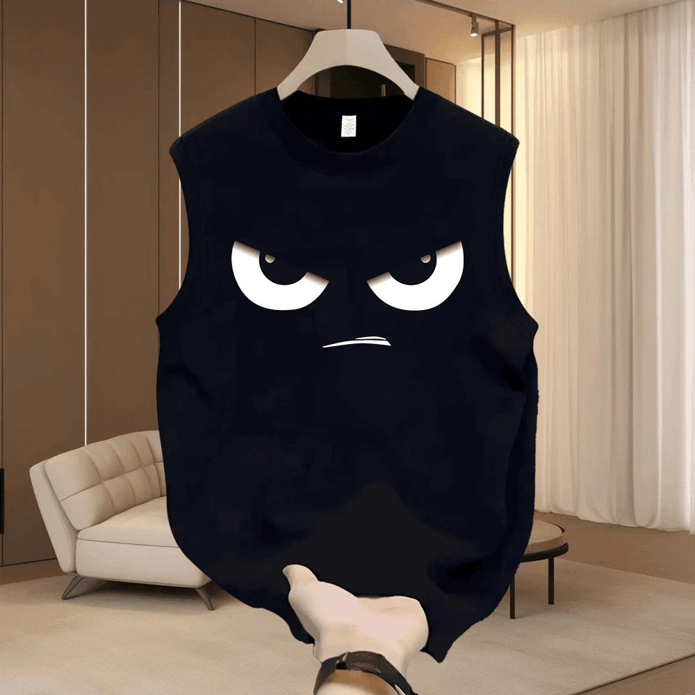 新款潮牌男士坎肩背心无袖宽松休闲T恤个性潮流美式痞帅外穿上衣