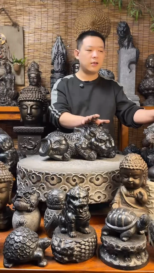 石材40趴貔貅天然青石雕刻