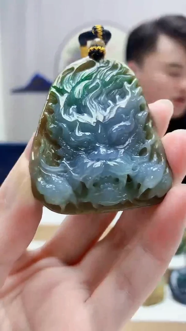 未镶嵌定制翡翠5060zm-毛货挂件龙牌10