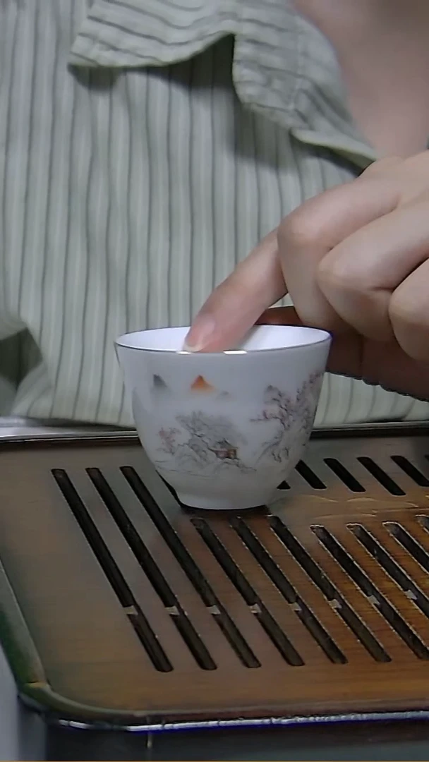 茶杯组-羊脂玉-山水人家-（4个装）