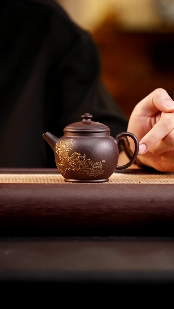 茶壶紫砂黑料巨轮珠