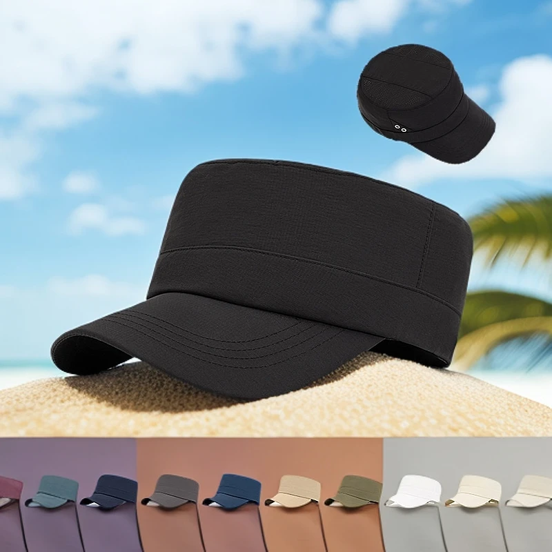 夏季透气网眼速干平顶帽男女出游鸭舌帽欧美休闲时尚户外遮阳帽子